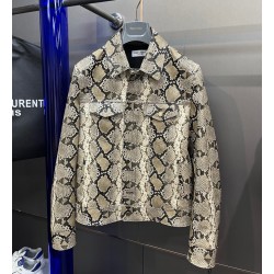 생로랑 2024 남성용 천연 아나콘다가죽 뱀피 자켓YSL058 HD 주문제작