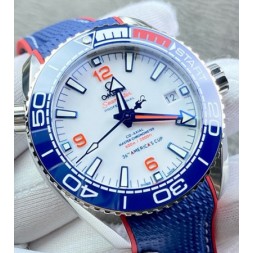 [홍콩명품시계.OMEGA] 오메가 시마스터 씨마스터 플래닛 오션 36th AMERICA'S CUP 화이트 다이얼 215.32 밴드 600M 43.5mm 남성용 시계