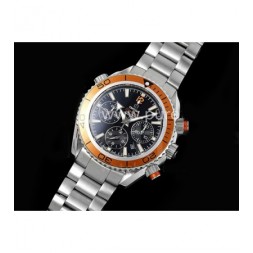 [홍콩명품시계.OMEGA] 오메가 시마스터 크로노 43mm 오렌지 베젤 블랙 다이얼 메탈스트랩