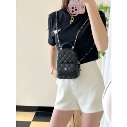 [홍콩명품.CHANEL]샤넬 시즌 크루즈 캐비어 탑핸들 미니 백팩 금장 AP3753