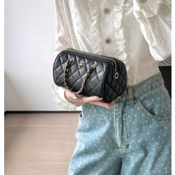 [홍콩명품.CHANEL] 샤넬 25P 클래식 핸들 체인 보스톤 원통백 캐비어 블랙 금장